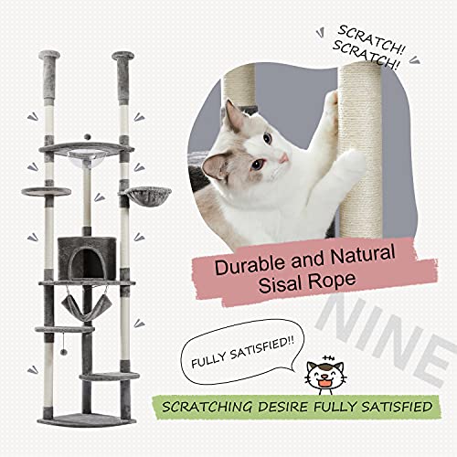 Floor to Ceiling Cat Tree (XXL(93''-101'') / Grey)