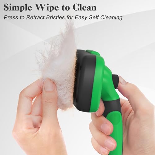 Self Cleaning Slicker Brush for Dogs & Cats (Green)