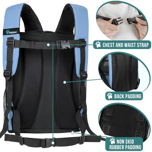 Dog Backpack Carrier Airline Approved Cat Pet Puppy Bag (Light Blue)