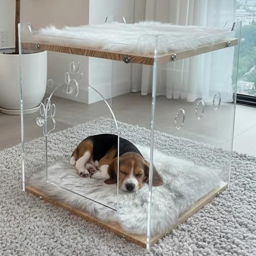 Cozy Double Layer Clear Wood Cat House for Indoor Cat Bed and Small Dog Bed