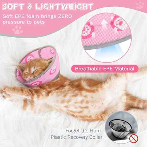 Cat Cone Collar Soft Elizabethan Collar for Surgery Recovery (Pink / L (Neck 9"-11"))
