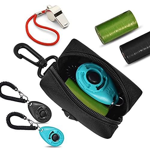 Dog Poop Bag Dispenser Holder Soft Waste Bags Roll Holders Leash Blue&Black (1 Count (Pack of 1) / 2PCS Blue&Black)