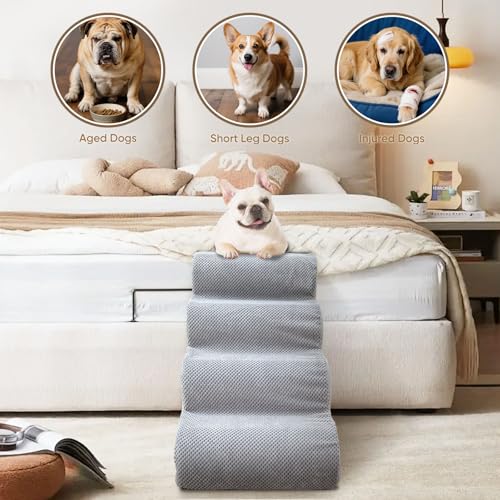 3 Step Pet Stairs for High Beds & Sofas (LightGrey / 3-step 15.7"H)