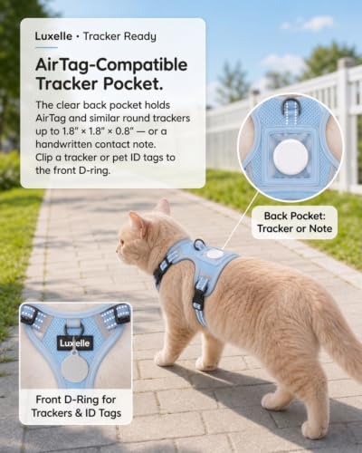 Escape Proof Cat Harness and Leash Set (Light Blue / XS)