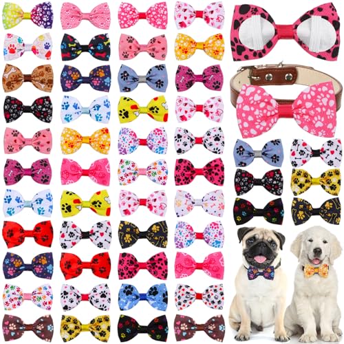 50 Pcs Dog Paw Bow Ties