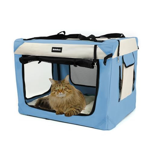 Collapsible Travel Dog Crate Portable Soft (28.0"L x 20.0"W x 20.0"H / Sky Blue)