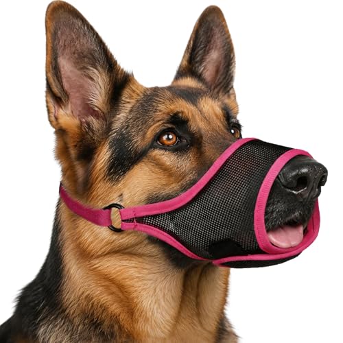 Dog Muzzle for Large Medium Small Dogs German Shepherd Labrador (Hot Pink / M(Snout:8.75"-9.5"))