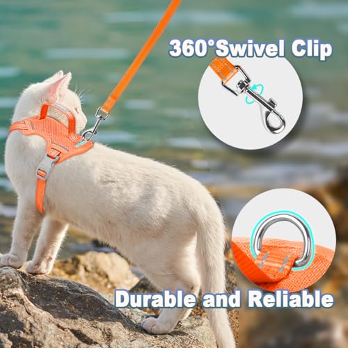 Cat Harness and Leash Set Escape Proof for Kitten Walking (XX-Small / Orange)