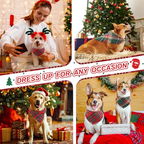 Dog Christmas Bandana with Tassels Edges (Large / Christmas)