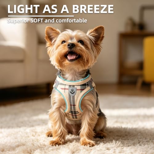 Dog Harness Collar and Leash Set No Pull for Small Medium Sized (Beige / XXL (CHEST 22"-24.5"))