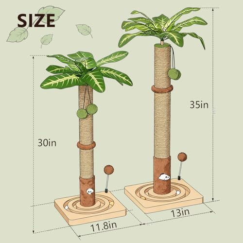 Cat Scratching Post Sturdy and Premium Scratch Posts with Hanging Ball and Ball Track Toy Cute Cat Tree 30in for Indoor Kittens (30 inches for Kittens)