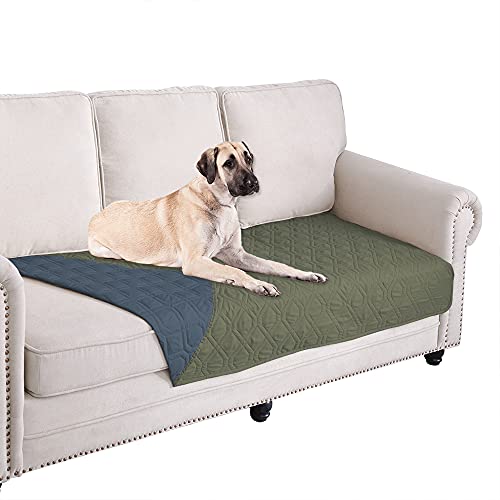 Waterproof Dog Bed Cover Pet Blanket for Furniture Bed Couch Sofa Reversible (30x60 Inch (Pack of 1) / Green+navy Blue)