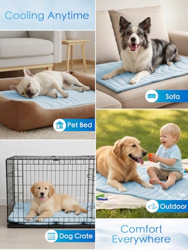Cooling Mat for Large Dogs (Blue Rectangle / XL: 60" L x 40" W x 0.8" TH)