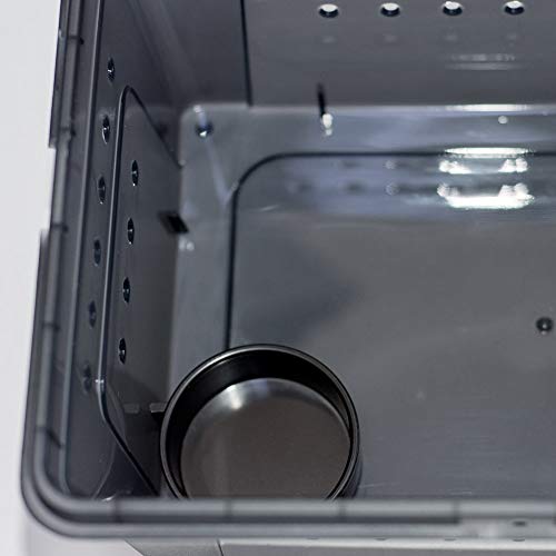 Portable Reptile Terrarium Habitat for Mini Pet Houses Breathable Holes Stackable Container (2PCS-Black-M)