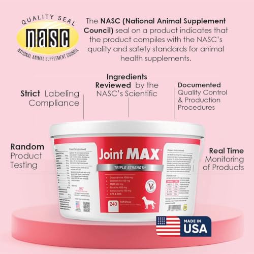 TS Joint Supplement Vet Formulated Pain & Inflammation Relief Treats Hip Dysplasia & Arthritis.Glucosamine (240 Soft Chews)