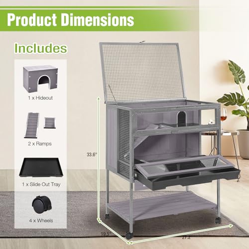 Guinea Pig Cage for Small Animals (Black and Gray)