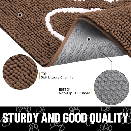 Dog Door Mat for Muddy Paws (30"X20" / Coffee and White)