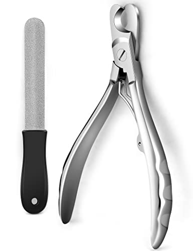 Heavy Duty Dog Nail Clippers for Large Dogs & Thick Nails (Silver)