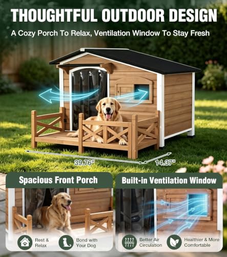 Dog House Outdor with Reinforced Iron Frame and Front Porch