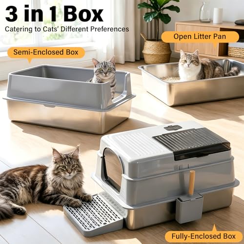 Stainless Steel Litter Box with Lid XXXXL (XXXL-lid-15.7"H)