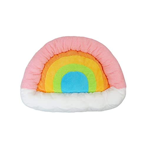 Soft Plush Small Cute and Cozy Nature Dog Cat Bed (Rainbow)