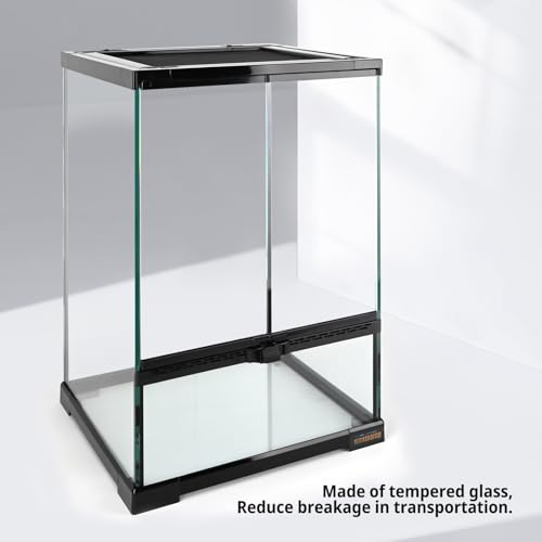 11 Gallon Reptile Glass Tank Vertical Terrarium 12"x12"x18" Habitat Enclosure with Front Openning Door and Top Screen Ventilation for Geckos (12x12x18 inch)