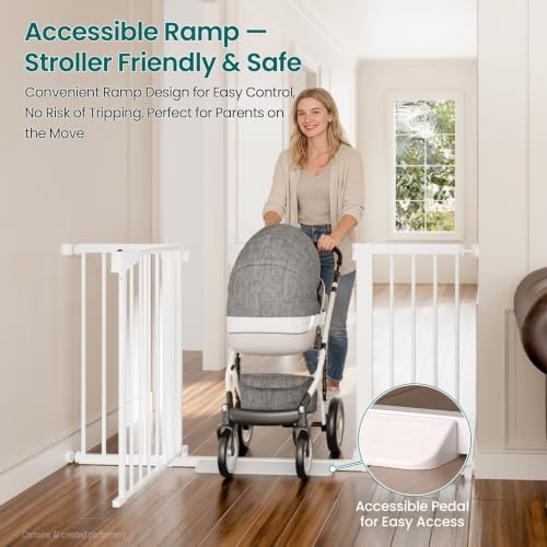 30 54" Extra Wide Baby Gate for Stairs (White / 30"-54" W x 30.5" H)