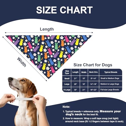 Easter Dog Bandana for Medium Large Dogs (Easter - Navy blue / Large)