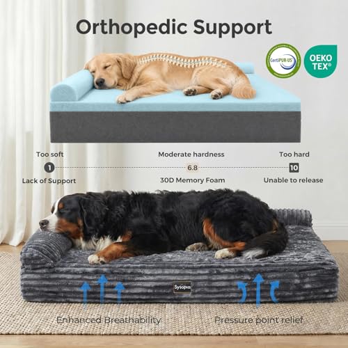 Orthopedic Dog Bed for Large Dogs (Corduroy Cover Grey / XX-Large)
