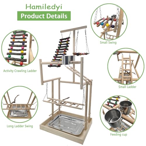 4 Layers Large Bird Playground 32" H Pet Parrot Playstand Gym