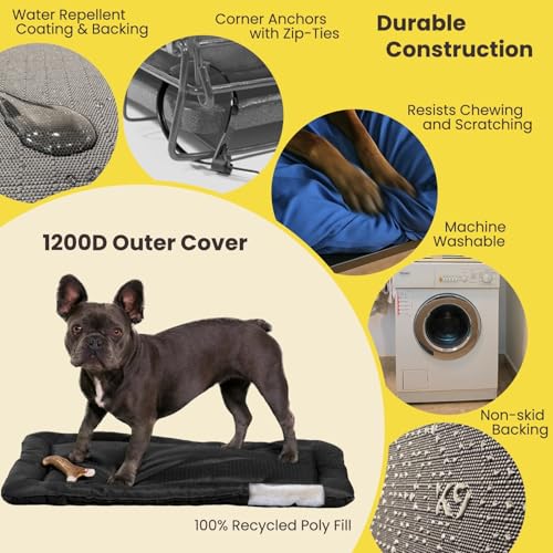 Tough Ripstop Dog Crate Pad (Large (41" L x 27" W) / Obsidian Black)