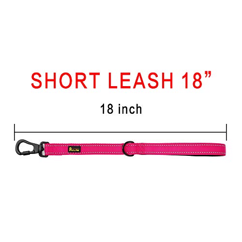 Short Training Dog Leash with Padded Handle for Medium Large Big Dogs (Pink / 18 Inch (Pack of 1))