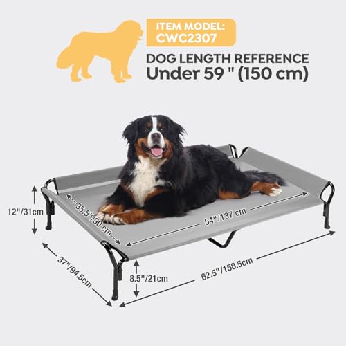Cooling Elevated Dog Bed (Grey / 62.5"L x 37.0"W x 12.0"Th)