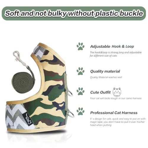 Cat Harness and Leash Set Escape Proof (Jungle Camouflage / XL 11-20 lbs)