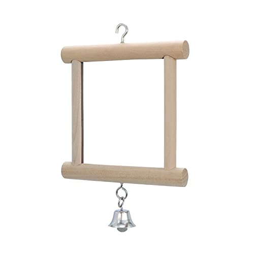 4 PCS Bird Mirror with Bell Hanging Interactive Toy (Multi-colored)
