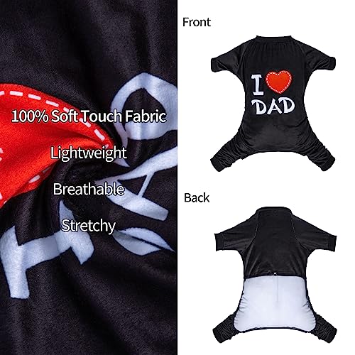 Dog Halloween Pajamas Puppy Onesies Small Dogs Soft Pjs Coat Cat Apparel Comfy Pet Christmas Clothes Outfit Doggie Bodysuit (Large / I love DAD)