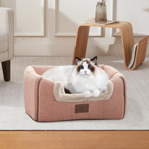 Cat Beds for Indoor Cats (Light Pink / L(17.5 x 17.5 x 17.5 Inch))