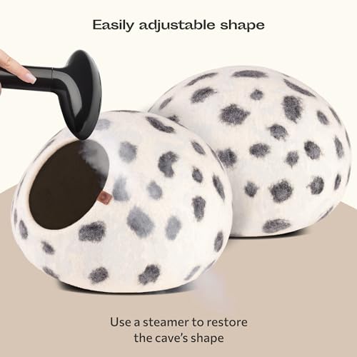 Cat Cave Merino Wool Bed for Indoor Cats (Snow Leopard / Large)