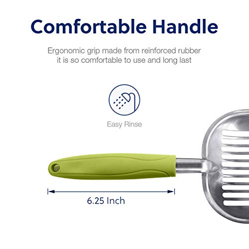 Cat Litter Scoop (Large / FLAT Aluminum \ #03 Green Handle)