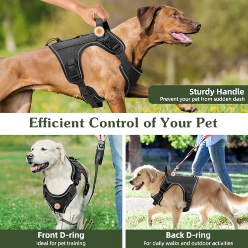 Heavy Duty Tactical Dog Harness for Small Dogs (Black / S (Chest: 19.6-31.5", Neck: 11-19.6"))