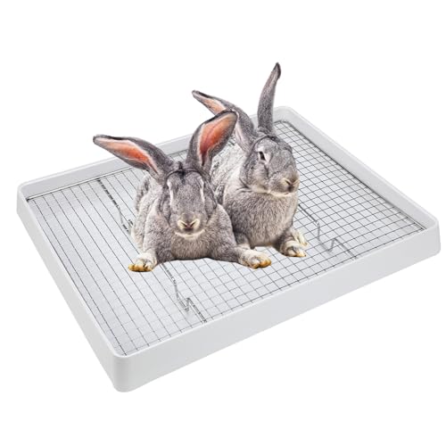 Extra Large Rabbit Litter Box Training Tray with Large Steel Grids (22x18x3"(58x46x9cm) / 0.6" Stee Grids + 0.4" PP Grids)