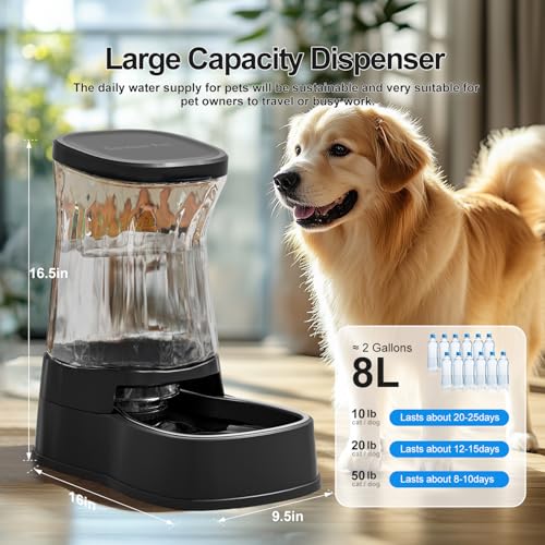 Automatic Dog Water Dispenser (Black / 2.1 Gallon)