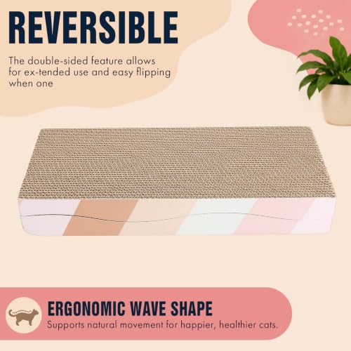 Cat Scratching Board cat Scratcher Cat Scratch Pad Cardboard cat scratchers for Indoor Cats Reversible Large Wide Corrugated with Catnip (2-Pack)