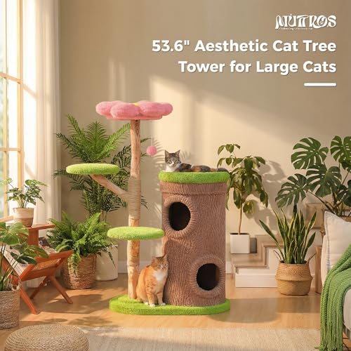 Flower Wood Cat Tree (Brown / 53.5" Forest Cat Tree)