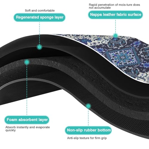 Pet Feeding Mat for Floors Waterproof Dog Mat for Food and Water Absorbent Quick Dry Non Slip mat for Cat Bowls (24"L x 16"W / BlueBoho)