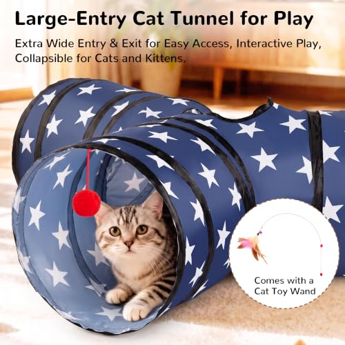 Cat Tunnel, 3-Way Collapsible Toy for Indoor Cats, Pentagram (Pentagram / Small)
