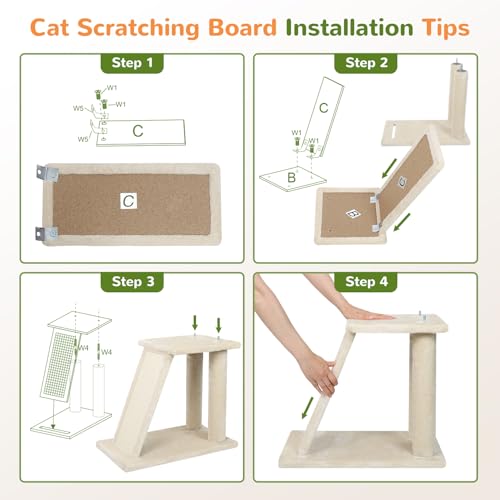 Maine Coon Cat Tower for Indoor Adult Cats (Beige / 50 inch)