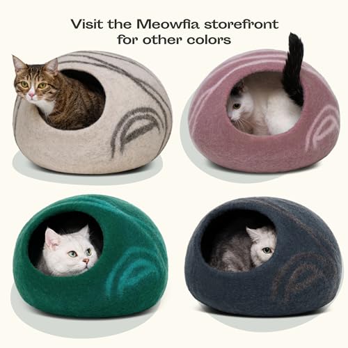 Cat Cave Merino Wool Bed for Indoor Cats (Dark Gray / Large)