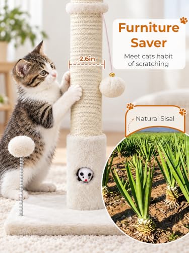 Funny Cat Scratching Posts Sturdy Scratcher Posts 33'' Off White (Off White / 33‘’)