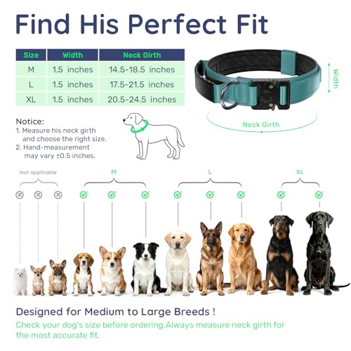 Premium Tactical Dog Collar (Blue / L: Fits Neck 17.5"-21.5")